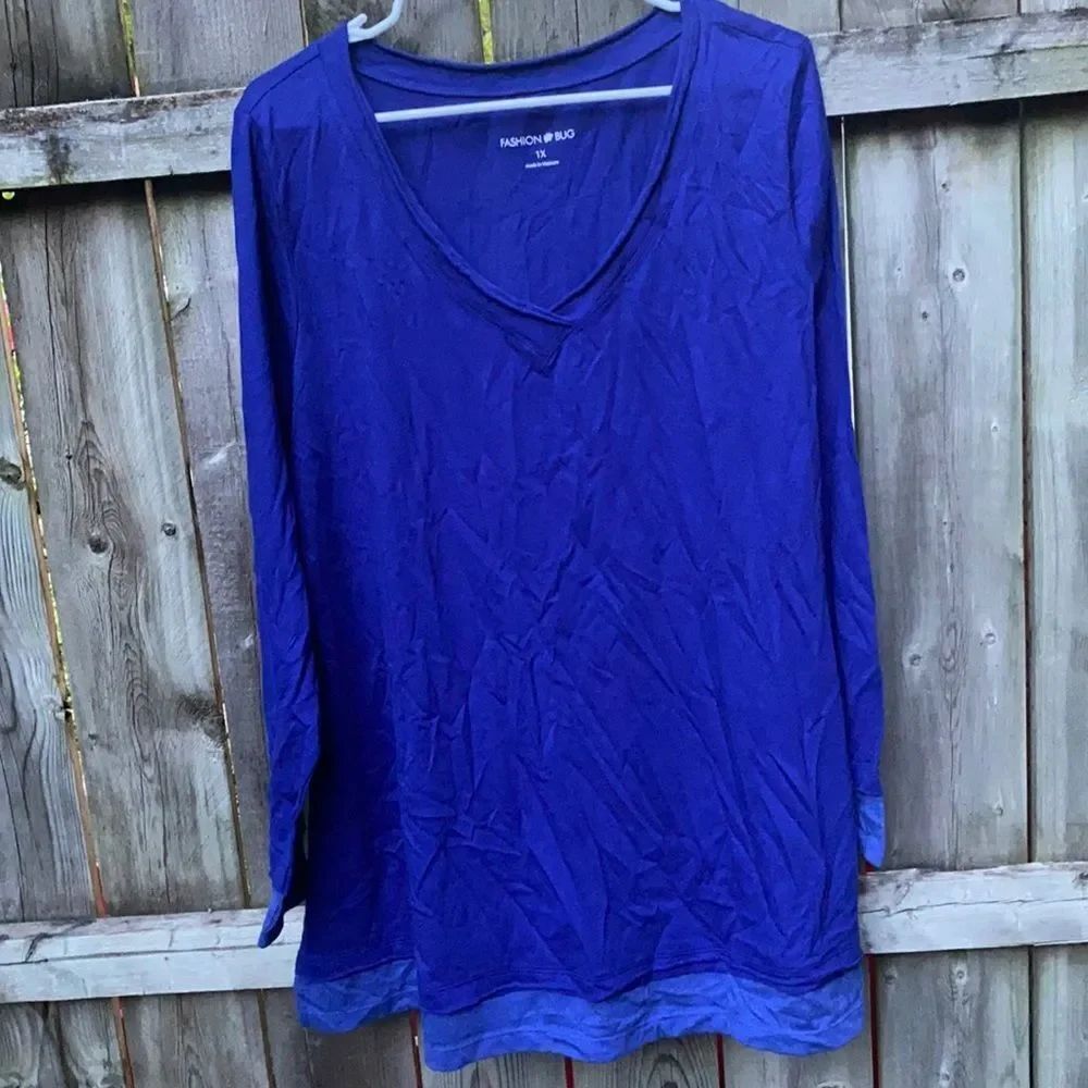 Fashion Bug Blue Cotton Top sz. 1X